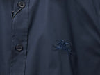 Burberry long-sleeve shirt, dark navy, button cuffs and horse logo patch