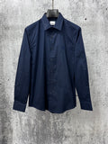 Burberry long-sleeve button-up shirt in dark navy, button placket and collar