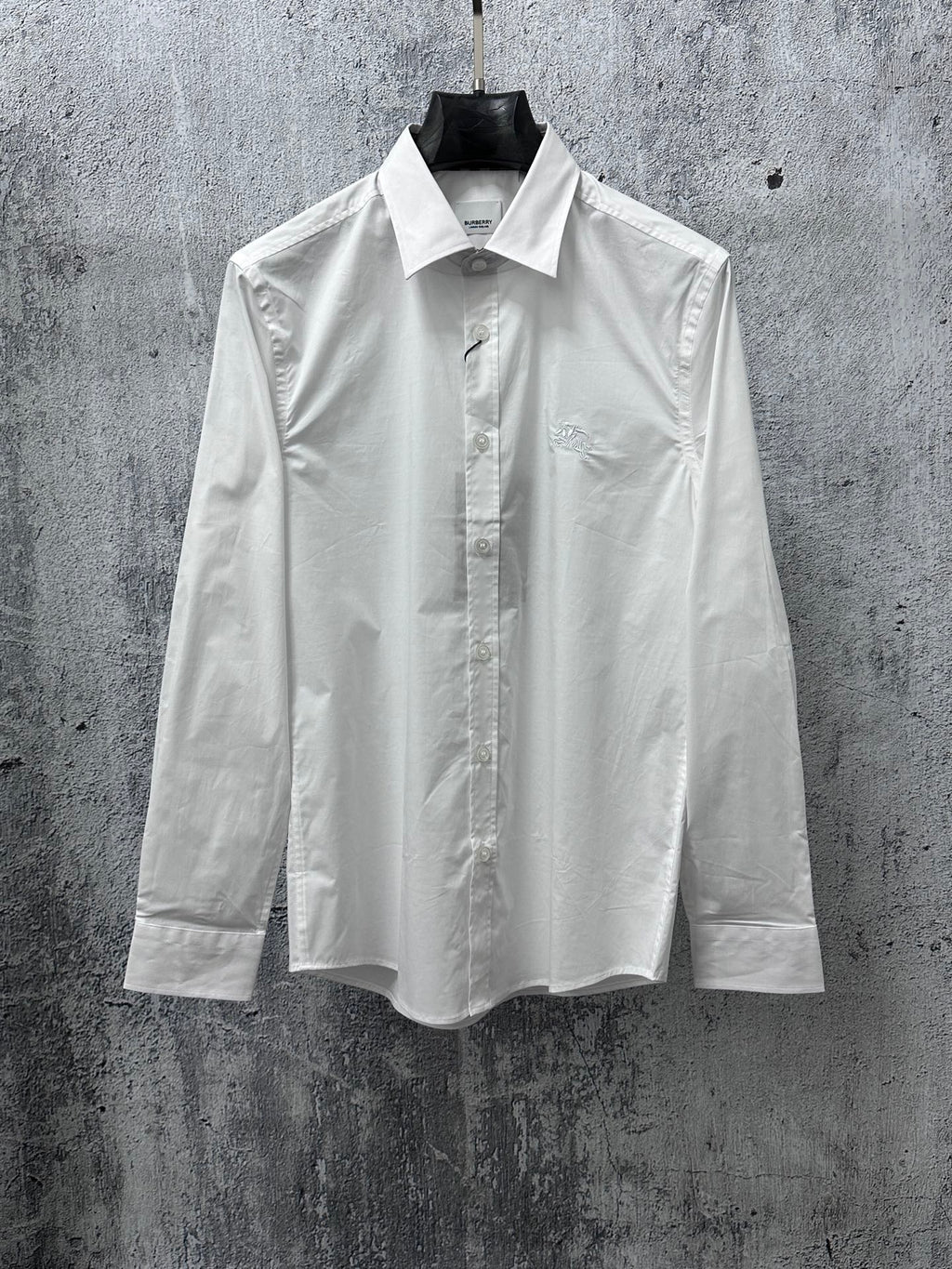 Burberry long-sleeve shirt, white, button-front with pointed collar