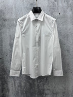Burberry long-sleeve shirt, white, button-front with pointed collar