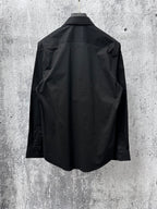 Burberry dark long-sleeve button-up shirt, back view with yoke and shoulder seam