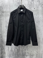 Burberry long-sleeve button-up shirt, dark black, collared with front buttons