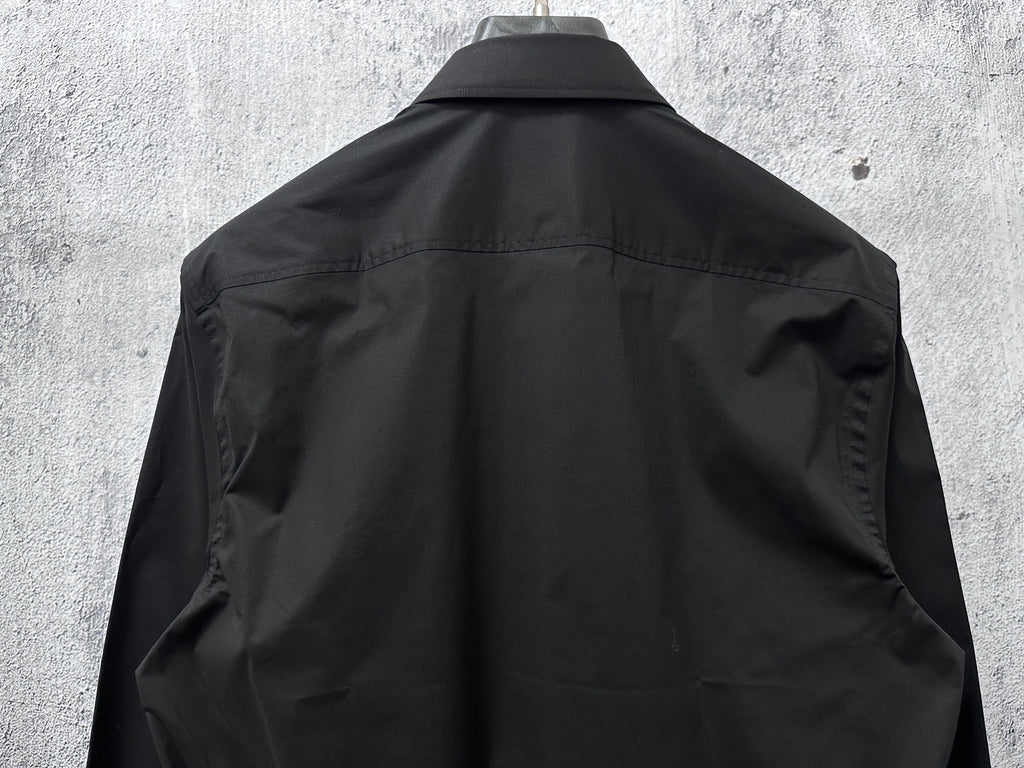 Burberry long-sleeve shirt, dark black, back view with yoke and seam detail
