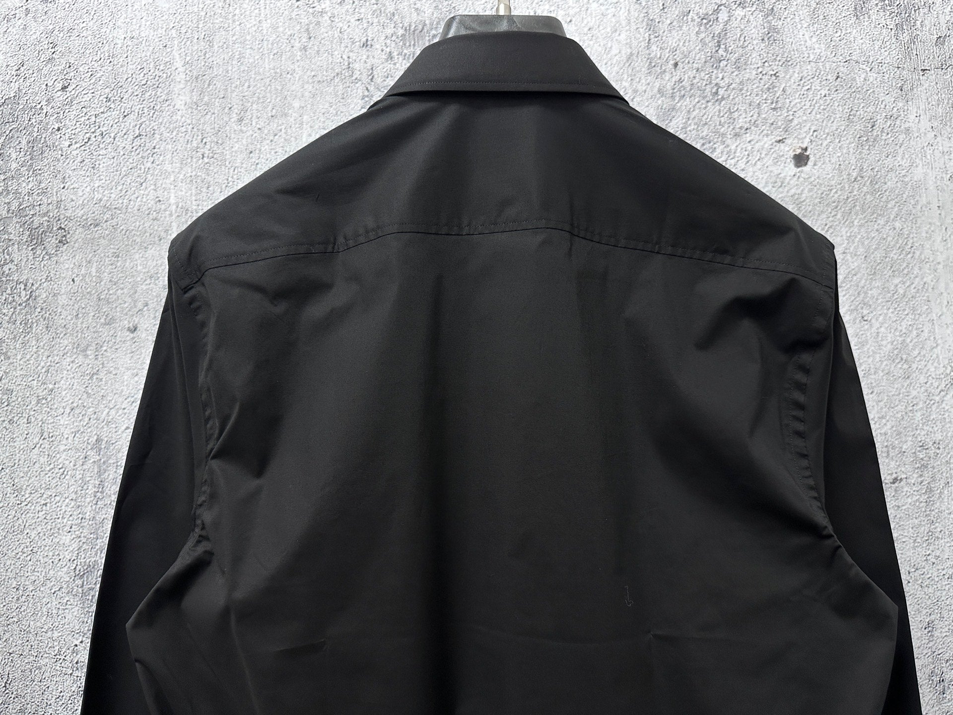Burberry long-sleeve shirt, dark black, back view with yoke and seam detail