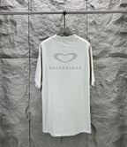 Balenciaga short-sleeve T-shirt in white, back view with heart and BALENCIAGA print