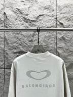 Balenciaga short-sleeve T-shirt in white, back view with heart and BALENCIAGA print