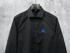 Burberry long-sleeve button-up shirt, black, chest logo, button front and side pocket