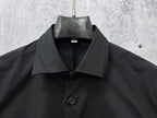 Burberry long-sleeve button-up shirt neckline, black spread collar, button front
