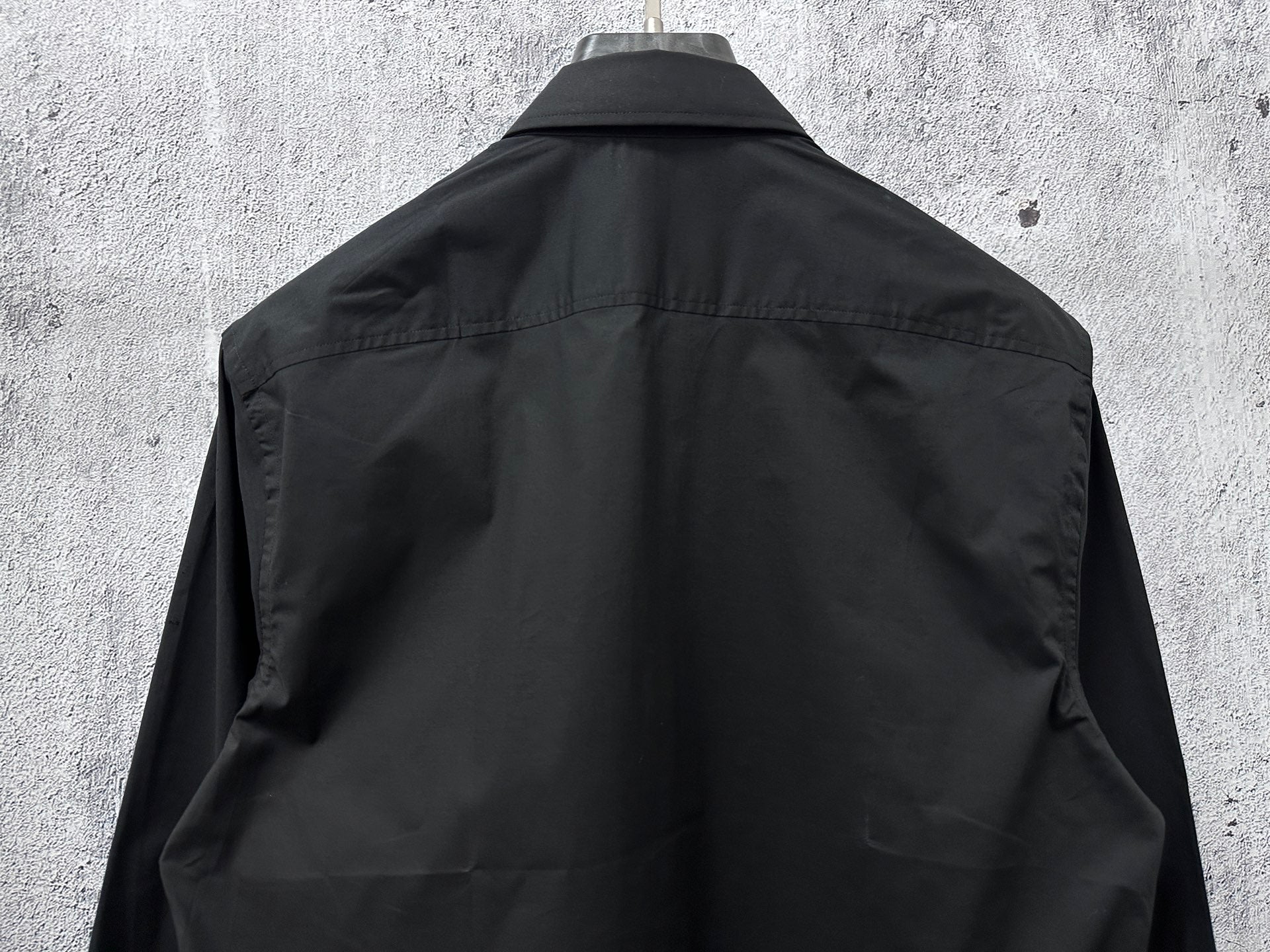 Burberry long-sleeve button-up shirt, black back view with upper yoke and collar