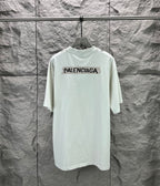 Light mint Balenciaga T-shirt with large front logo print and crew neck