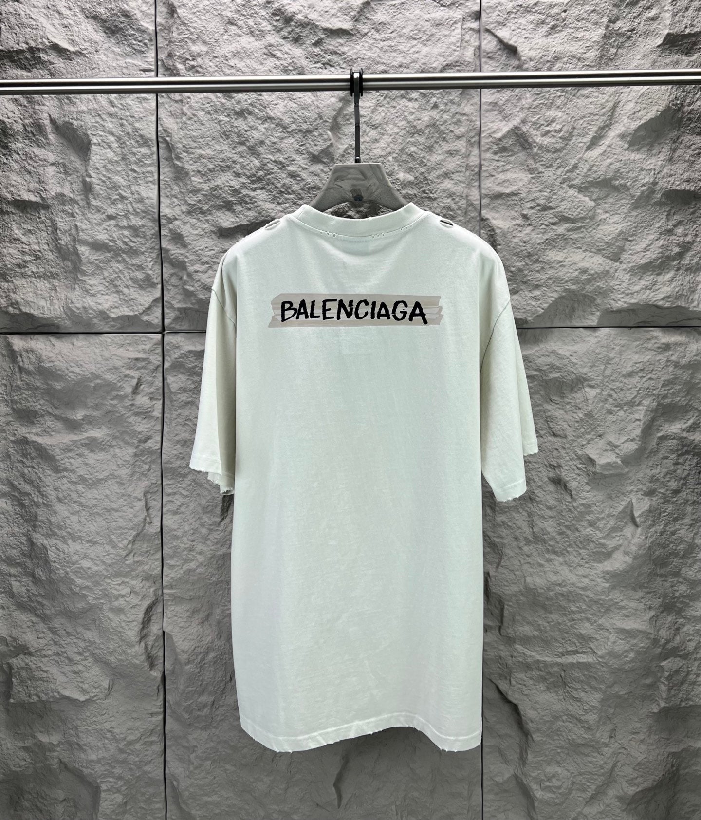 Light mint Balenciaga T-shirt with large front logo print and crew neck