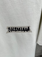 Light mint T-shirt with black Balenciaga logo print on chest