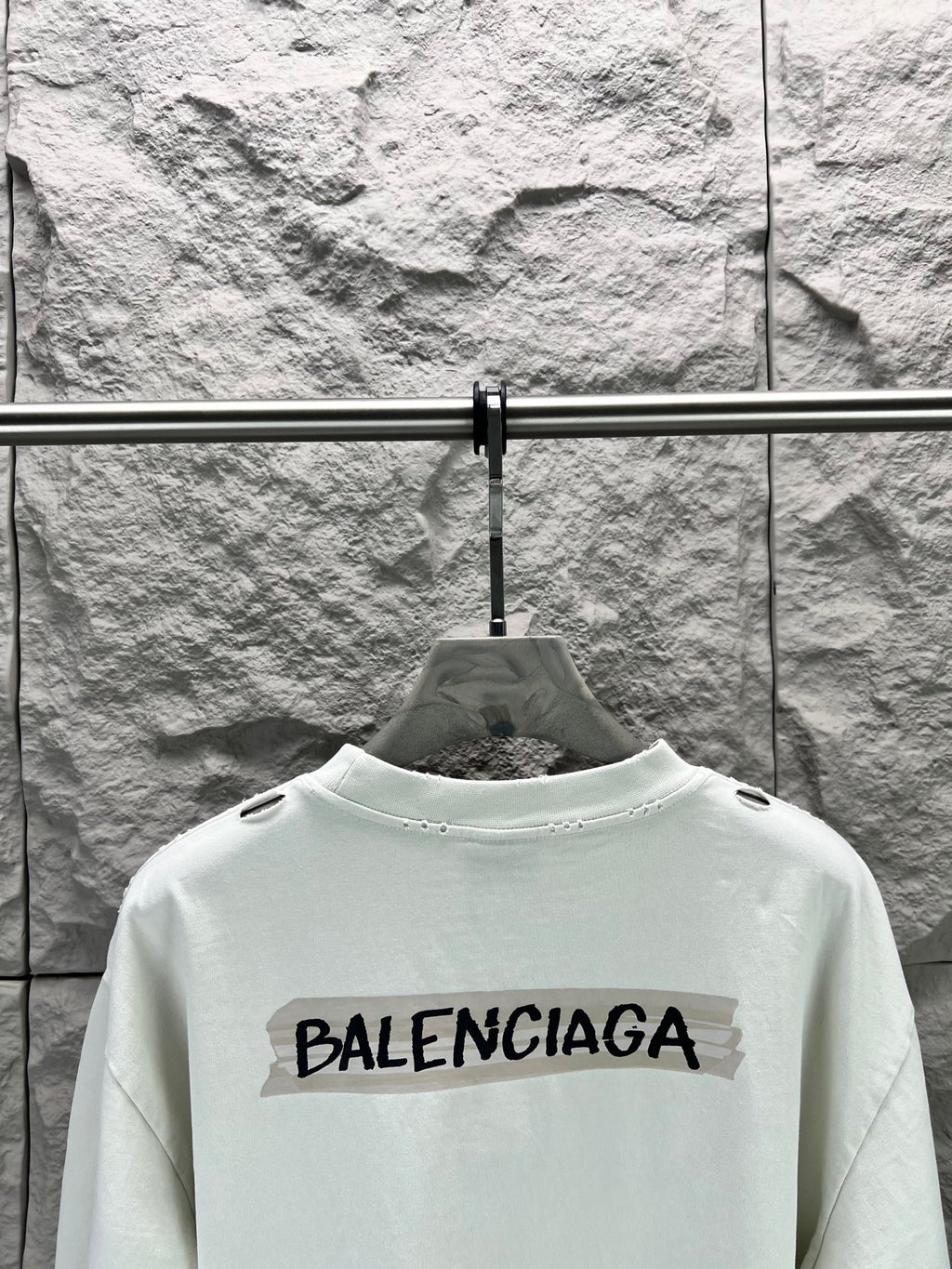 Light mint Balenciaga T-shirt with centered back logo print and crew neck