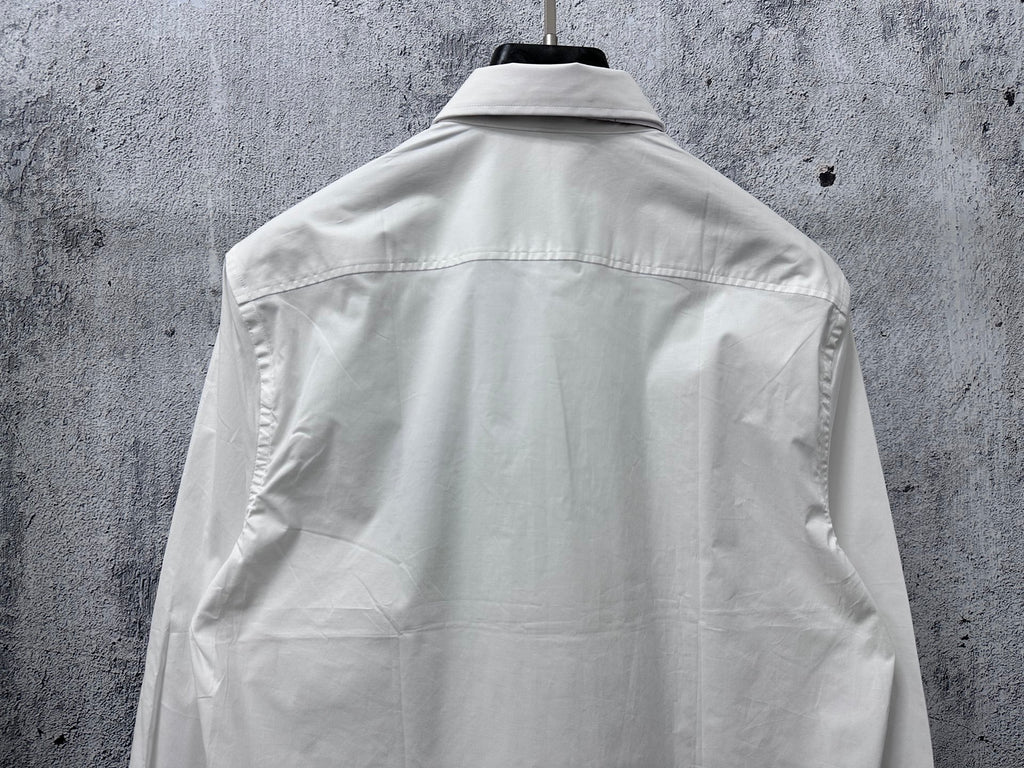White long-sleeve button-up shirt back view
