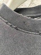 Dark heather knit T-shirt collar with stitched crew neckline