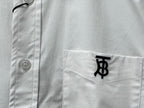 Burberry long-sleeve button-up shirt, white, pocket with TB logo and buttons