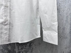 Long-sleeve button-up shirt sleeve and hem, white, with front stitching details