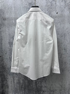 Burberry long-sleeve button-up shirt, white, back view with yoke seam