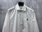 Burberry long-sleeve button-up shirt, white, front view with TB logo