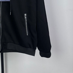 Black Prada zip-up hoodie with front side zip pocket and ribbed cuffs