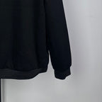 Long dark coat hem and long sleeve cuff