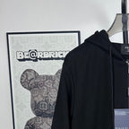 Black Prada hoodie with drawstring hood and triangle chest logo detail