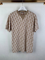 Dior short-sleeve top in tan with repeating logo pattern