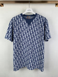 Dior short-sleeve T-shirt, navy and white allover monogram pattern