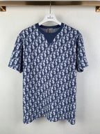 Dior short-sleeve T-shirt, navy and white allover monogram pattern