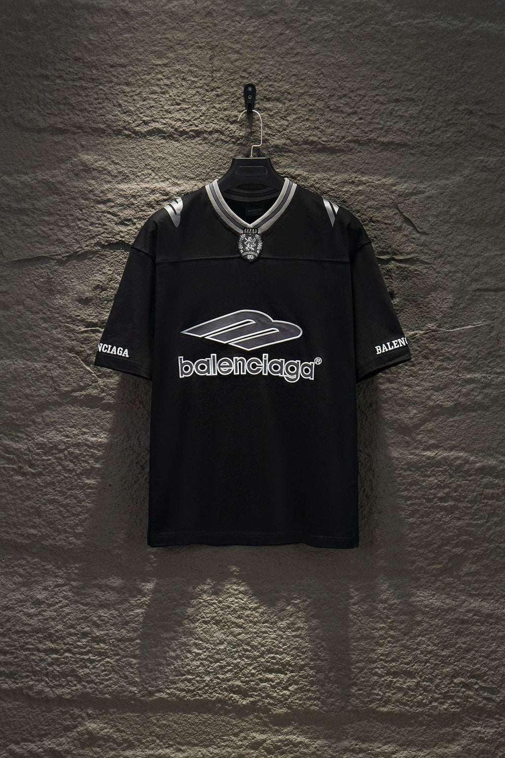 Balenciaga black short-sleeve polo shirt with Balenciaga logo print