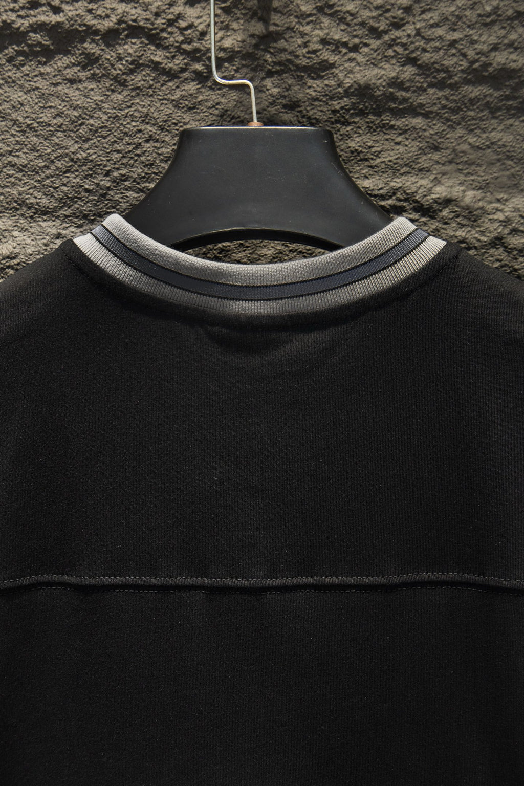 Balenciaga black polo shirt ribbed neckline with striped trim