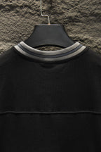 Balenciaga black polo shirt ribbed neckline with striped trim