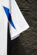 Balenciaga short-sleeve jersey sleeve with blue diagonal panel