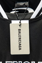 Black jersey neckline with inner BALENCIAGA UNISEX label and hanging BALENCIAGA tag