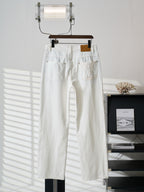 Louis Vuitton white denim pants with belt loops and two front pockets