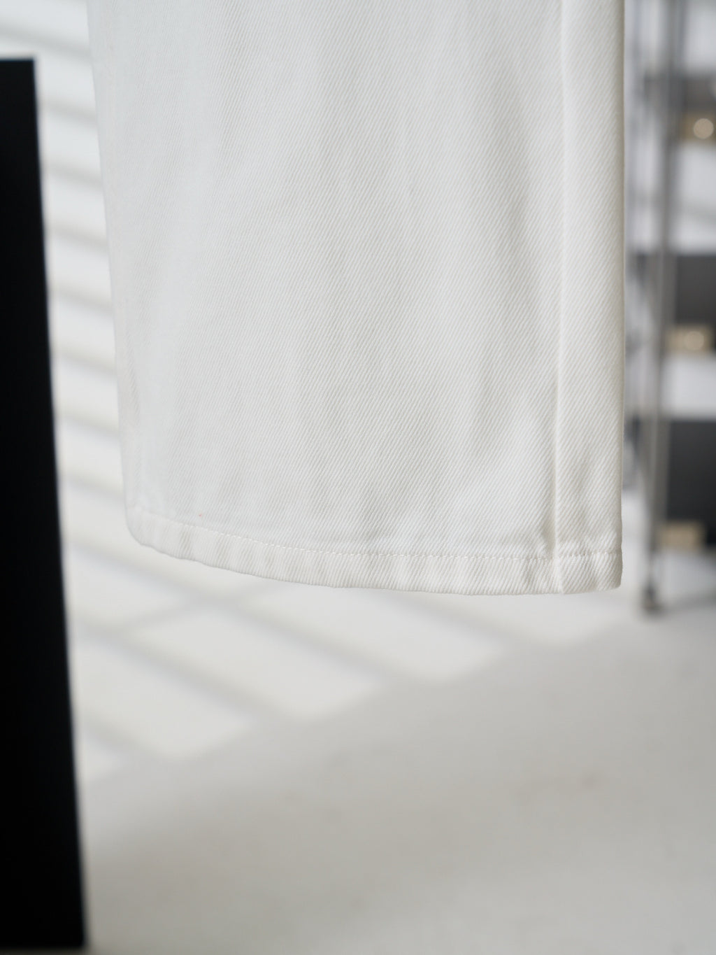 Louis Vuitton white denim pants with back yoke and stitched hem seam