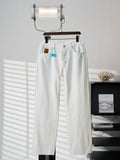 Louis Vuitton white jeans pants with front pockets and metal button closure