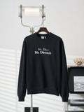 Black crewneck long-sleeve sweatshirt with 'No Dior No Dietrich' graphic on chest