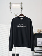 Black crewneck long-sleeve sweatshirt with 'No Dior No Dietrich' graphic on chest