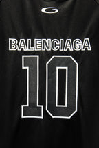Black jersey front with BALENCIAGA 10 patch graphic in white