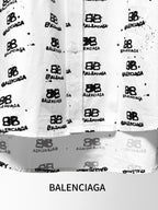 White shirt back with Balenciaga monogram print and buttoned front placket