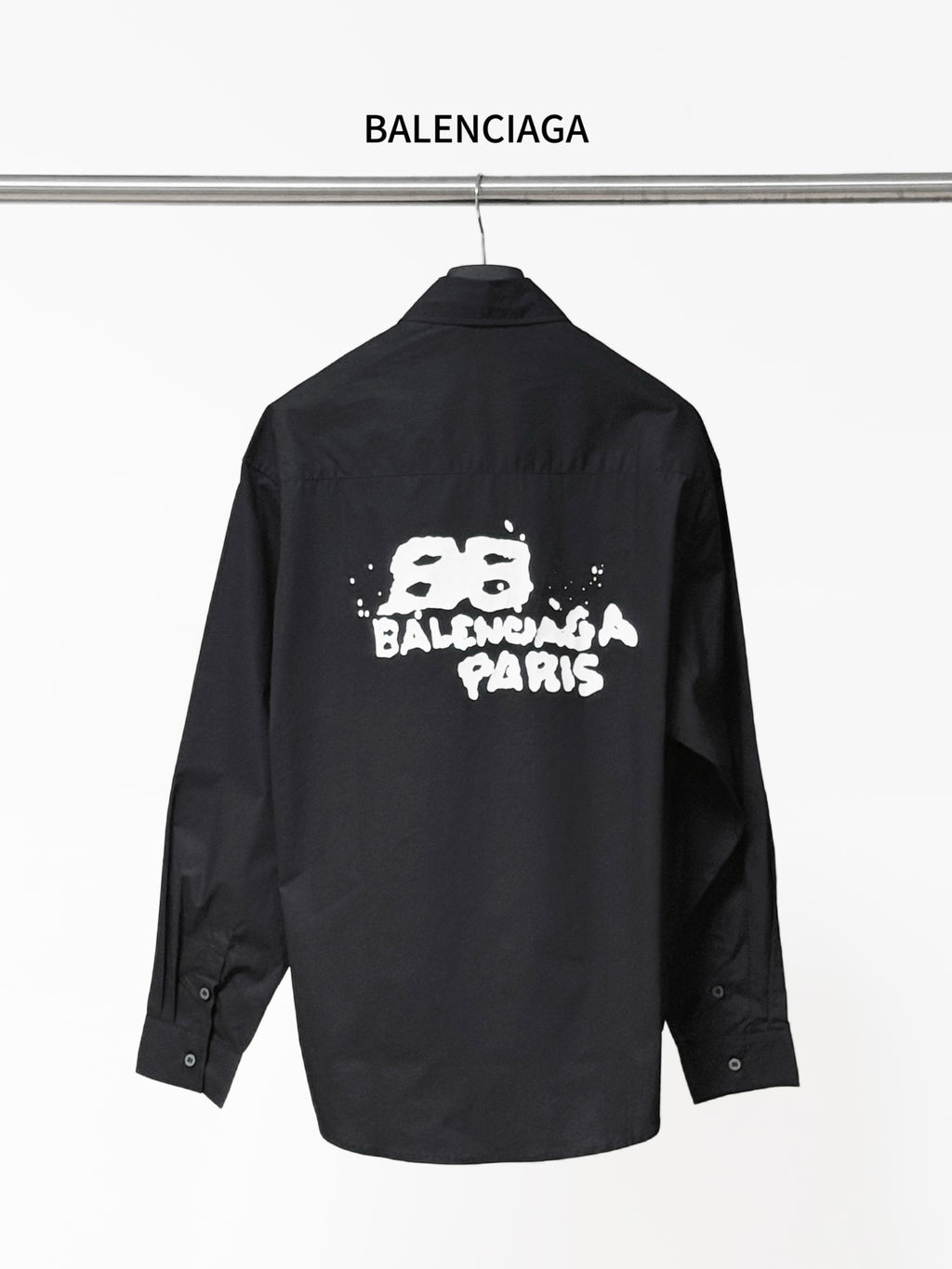 Black long-sleeve shirt with large back graphic print
