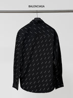 Balenciaga long-sleeve shirt, black with allover logo print, back view