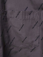 Balenciaga long-sleeve shirt pocket and seams, gray with allover logo stitching
