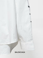 White Balenciaga long-sleeve shirt with logo print on sleeve and stitched hem