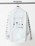 White Balenciaga long-sleeve shirt, back features graphic icons and text