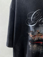 Navy T-shirt with Getaria EUSKADI graphic and cityscape print detail.