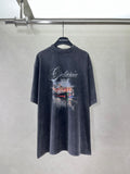 Navy crewneck T-shirt with large Getaria EUSKADI cityscape graphic on chest.