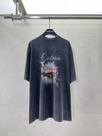 Navy crewneck T-shirt with large Getaria EUSKADI cityscape graphic on chest.
