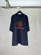 Navy Balenciaga graphic T-shirt with crew neck and short sleeves